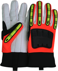#355 Hi-Vis Impact Corded Cotton Freezer Glove (Pair) 355S, 355M, 355L, 355XL